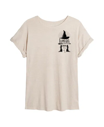 Hybrid Apparel Juniors Trendy Wicked Elphaba Graphic Oversized T-shirt In Beige
