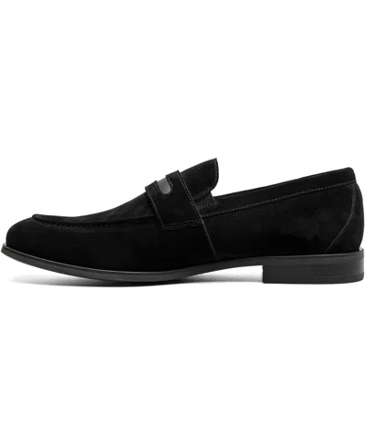 Stacy Adams Burke Penny Loafer In Black Suede
