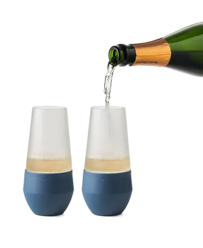 Rabbit Freezable Champagne Glasses, Set Of 2, Slate In Grey