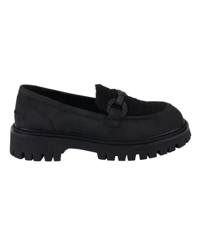 Gc Shoes Women's Vince Shearling Lug Sole Loafers In Black