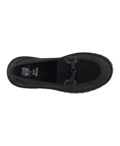 Gc Shoes Women's Vince Shearling Lug Sole Loafers In Black