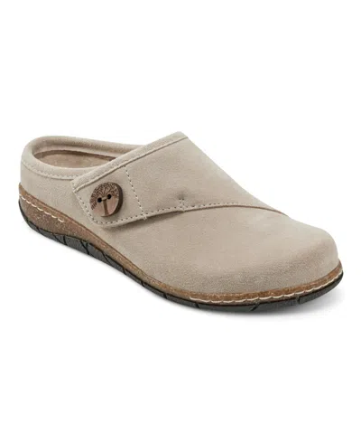 Earth Womens Button Man Made Clogs In Taupe Suede