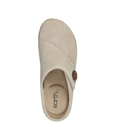 Earth Womens Button Man Made Clogs In Taupe Suede