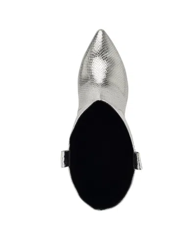Guess Women's Wurlie Western Stiletto Heeled Slip-on Booties In Silver Snake