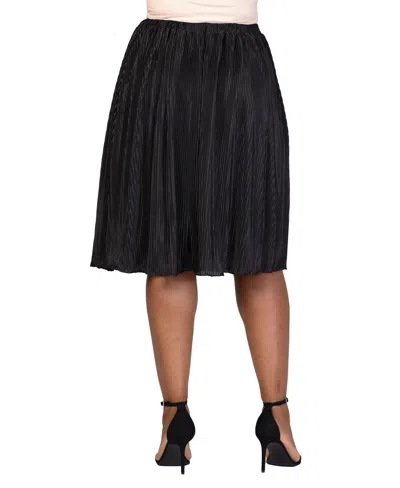 24seven Comfort Apparel Plus Size Elastic Waistband Party Midi Skirt In Black
