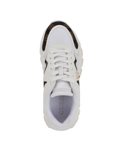 Guess Women's Nowah Triangle Lace-up Chunky Fashion Sneakers In White Logo Multi