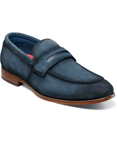 Stacy Adams Men's Burke Moc Toe Saddle Slip On Shoes In Navy Suede