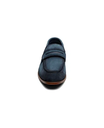 Stacy Adams Men's Burke Moc Toe Saddle Slip On Shoes In Navy Suede