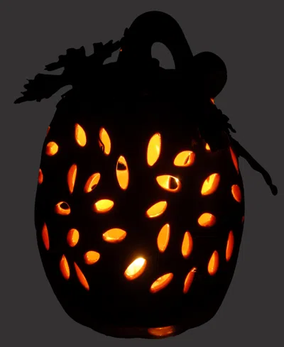 National Tree Company 6" Ceramic Pumpkin Decoration, Led Lights, Autumn Collection In Orange
