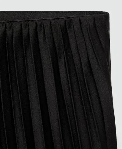 Mango Pleated Midi Skirt In Black In Black