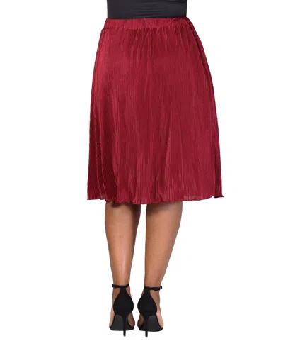 24seven Comfort Apparel Plus Size Elastic Waistband Party Midi Skirt In Wine