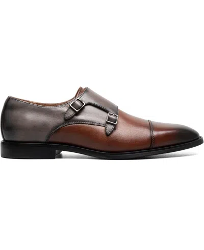 Stacy Adams Men's Raythorne Cap Toe Double Monk Strap Shoes In Brown,gray