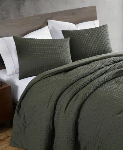 Kenneth Cole New York Houndstooth Embossed 3-pc. Comforter Set, Full/queen In Forest Green
