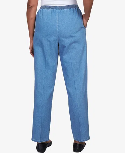 Alfred Dunner Petite Elastic Waist Average Length Denim Pants In Meddenm