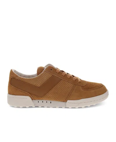 Pony Mens Linebacker Lux Genuine Leather And Suede Premium Lace Up Athletic Sneaker Shoe In Tan