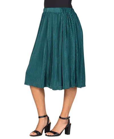 24seven Comfort Apparel Plus Size Elastic Waistband Party Midi Skirt In Hunter