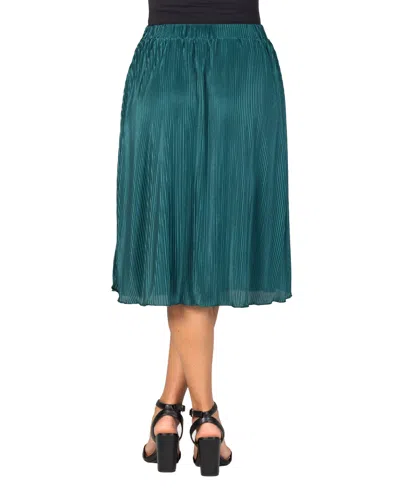 24seven Comfort Apparel Plus Size Elastic Waistband Party Midi Skirt In Hunter
