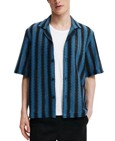 Cotton On Men's Freemont Short Sleeve Shirt In Cobalt Weave