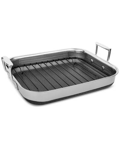 LIVWELL DIAMONDCLAD 14" X 12" HYBRID NONSTICK STAINLESS STEEL ROASTING PAN WITH RACK 