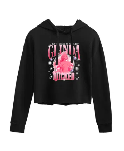 Hybrid Apparel Trendy Juniors Wicked Glinda Graphic Cropped Hoodie In Black