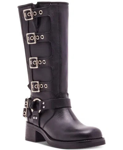 Steve Madden Brocks Buckle Boot In Black Leather