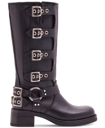 Steve Madden Brocks Buckle Boot In Black Leather