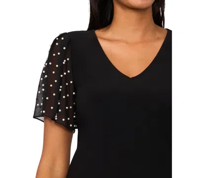 Cece Women's Flutter V-neck Top In Rich Black