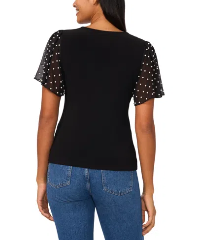 Cece Women's Flutter V-neck Top In Rich Black