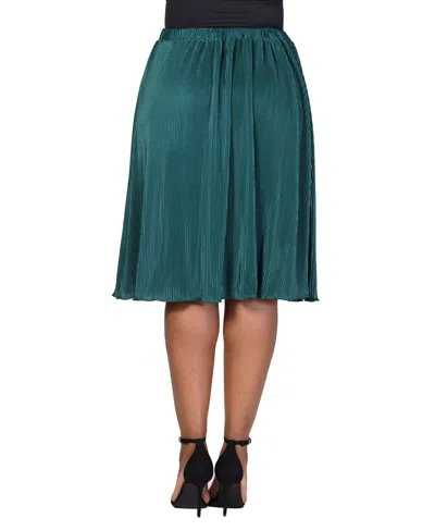24seven Comfort Apparel Plus Size Elastic Waistband Party Midi Skirt In Hunter