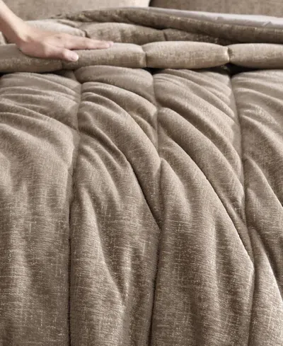 Kenneth Cole New York Banks Velvet 3-pc. Comforter Set, Full/queen In Mink Brown