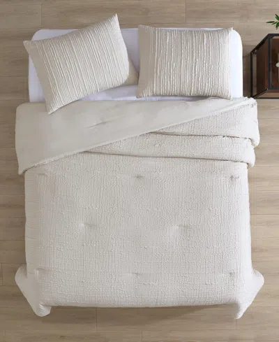 Kenneth Cole New York Serenity Wavy Lines Beige Embossed 2-pc. Duvet Cover Set, Twin In Light Beige
