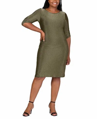 24seven Comfort Apparel Plus Size Mini Party Dress In Gold