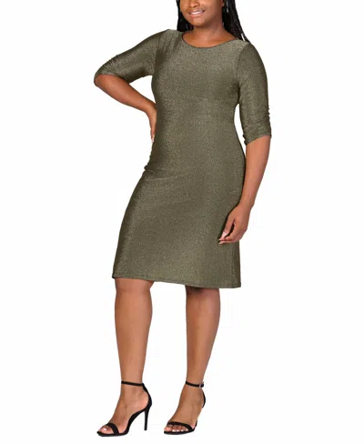 24seven Comfort Apparel Plus Size Mini Party Dress In Gold