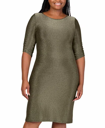 24seven Comfort Apparel Plus Size Mini Party Dress In Gold