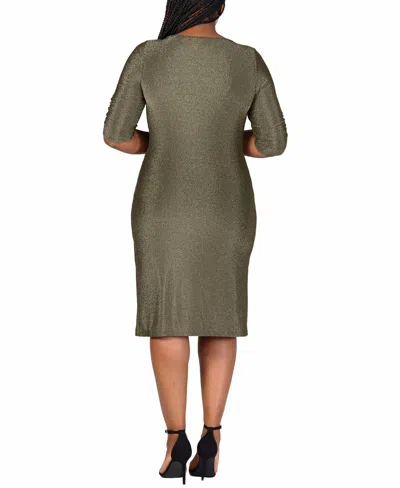 24seven Comfort Apparel Plus Size Mini Party Dress In Gold