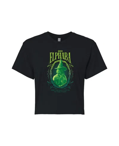 Hybrid Apparel Juniors Trendy Wicked Elphaba Graphic Cropped T-shirt In Black