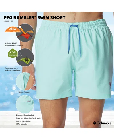 Columbia Men's Performance Rambler Logo Swim Trunks In Gulf Stream