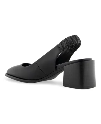 Aerosoles Women's Altona Slingback Block Heel Pumps In Black Shiny Smooth Leather