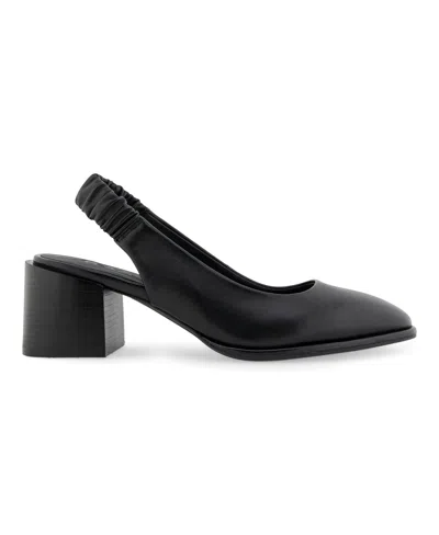 Aerosoles Women's Altona Slingback Block Heel Pumps In Black Shiny Smooth Leather
