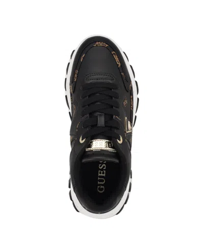 Guess Women's Nowah Triangle Lace-up Chunky Fashion Sneakers In Black Logo Multi