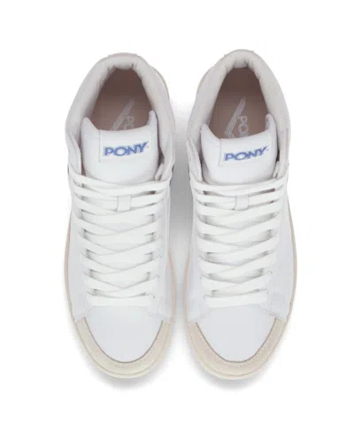 Pony Mens M-pro High Genuine Leather And Suede Premium Lace Up Athletic Sneaker Shoe In White,blue