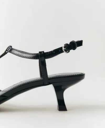Mango Women's Kitten Heel Leather Shoes In Black