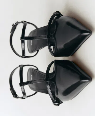 Mango Women's Kitten Heel Leather Shoes In Black