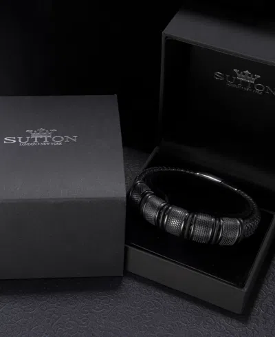 Rhona Sutton Vanguard Black Leather Stainless Steel Bracelet In Black