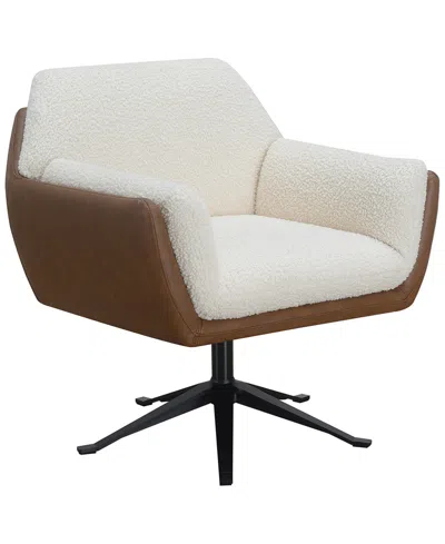 Abbyson Living Ace 32" Wood Two-toned Swivel Accent Chair In Brown
