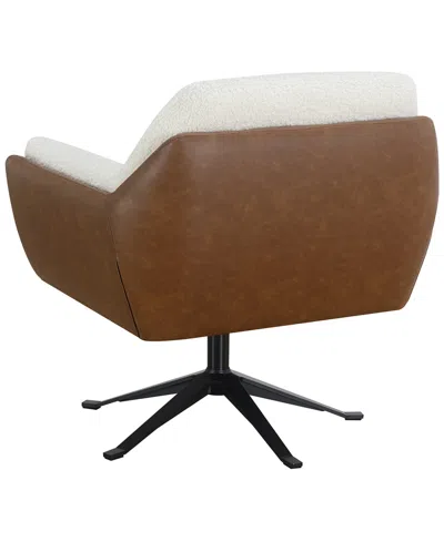 Abbyson Living Ace 32" Wood Two-toned Swivel Accent Chair In Brown
