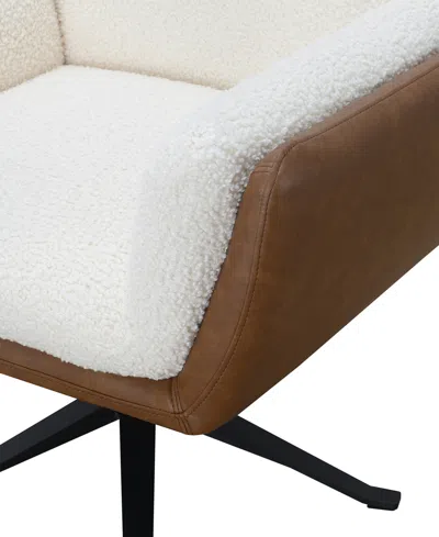 Abbyson Living Ace 32" Wood Two-toned Swivel Accent Chair In Brown