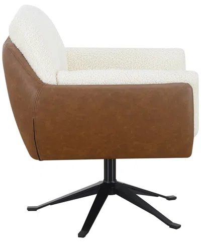 Abbyson Living Ace 32" Wood Two-toned Swivel Accent Chair In Brown