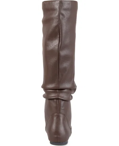 Journee Collection Women's Jayne Extra Wide Calf Slouchy Knee High Boots In Brown