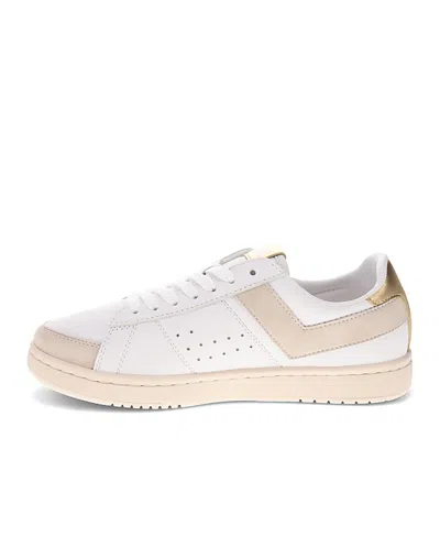 Pony Mens M-pro Low Metallic Genuine Leather Premium Lace Up Athletic Sneaker Shoe In White,gold